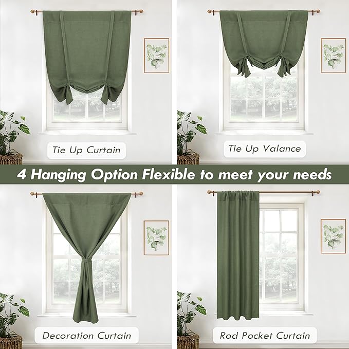 DriftAway Double Layer Linen Blackout Tie Up Curtains Thermal Insulated Fully - Image 9