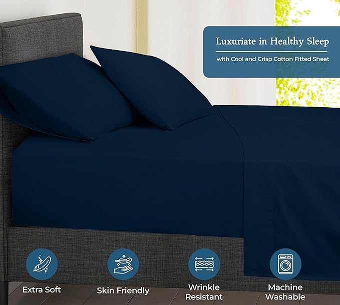 Royale Linens 400 Thread Count 100% American Grown Cotton Fitted Sheet Queen - Image 3