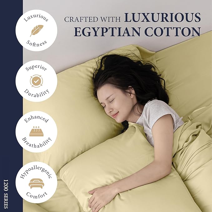 100% Egyptian Cotton Pillow Cases King Size Set of 2 - Image 2