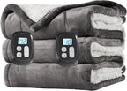 LaffyLo Electric Heated Blanket King Size 90 x 100, Dual Control, Fast Heating by LAFFYLO