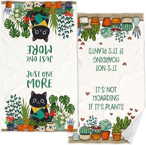 Accnicc 2 Pack Black Cat Bathroom Hand Towels Decorative Potted Plants Dish by Accnicc