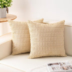 Aegero Pack of 2 Corduroy Decorative Throw Pillow Covers 16x16 Inch Soft by Unknown
