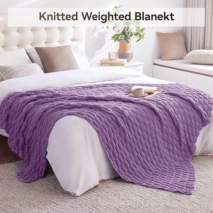 Knitted Weighted Blanket Adult, No Beads Heavy Blanket 60” x 80'' 20lbs - Image 6