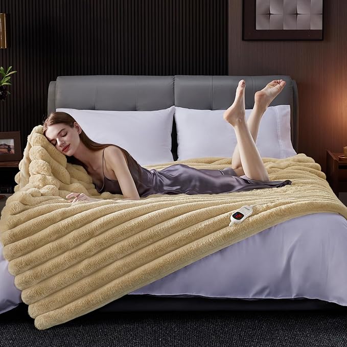 Heated Blanket Full Size, Faux Fur Cozy Heating Blanket - Image 5