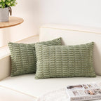 Aegero Pack of 2 Corduroy Decorative Throw Pillow Covers 12x20 InchSoft Boho by Unknown