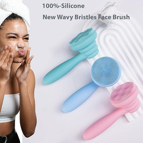 2 PC Silicone Facial Cleansing Brush Facial Scrubber Manual Exfoliating Facial - Image 2
