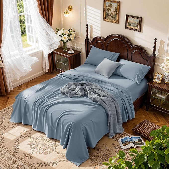 LBRO2M 1000 Thread Count 100% Egyptian Cotton Sheets Set King, 4 Piece Sets Bed by LBRO2MBedding