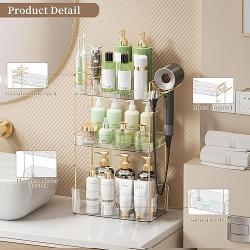 Akinbas 3 Tier Bathroom Organizer Countertop Makeup Perfume Tray Skincare - Image 2
