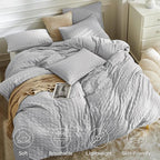 JELLYMONI Light Grey Duvet Cover Full Size, Soft Breathable Seersucker Duvet - Image 2