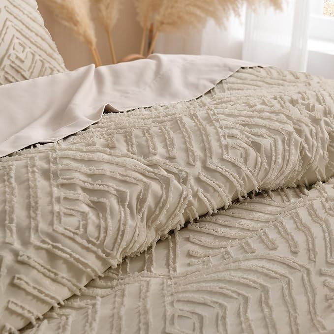 Andency Khaki Queen Comforter Set, 3 Pieces Lightweight Fluffy Boho Bedding - Image 5