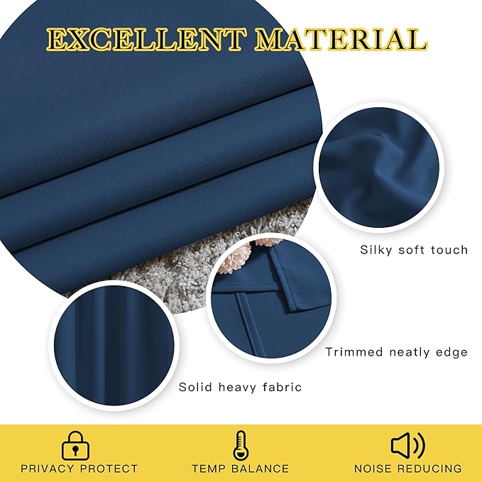 NICETOWN Moroccan Blue Room Darkening Curtains 90 inch Length - Image 3