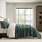 EVERGRACE Velvet Quilt Set Queen Size, Luxurious Soft Striped Channel Bedding - Image 3