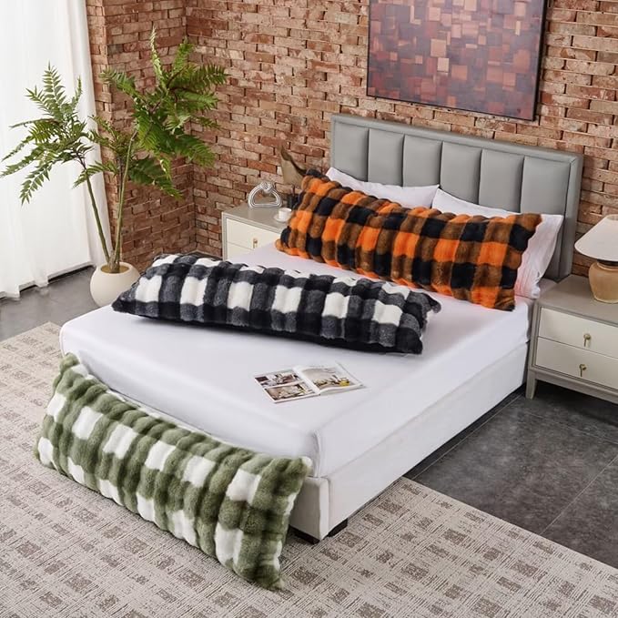 Luxury Shaggy Faux Fur Body Pillow, Fluffy Bed Pillow - Image 8