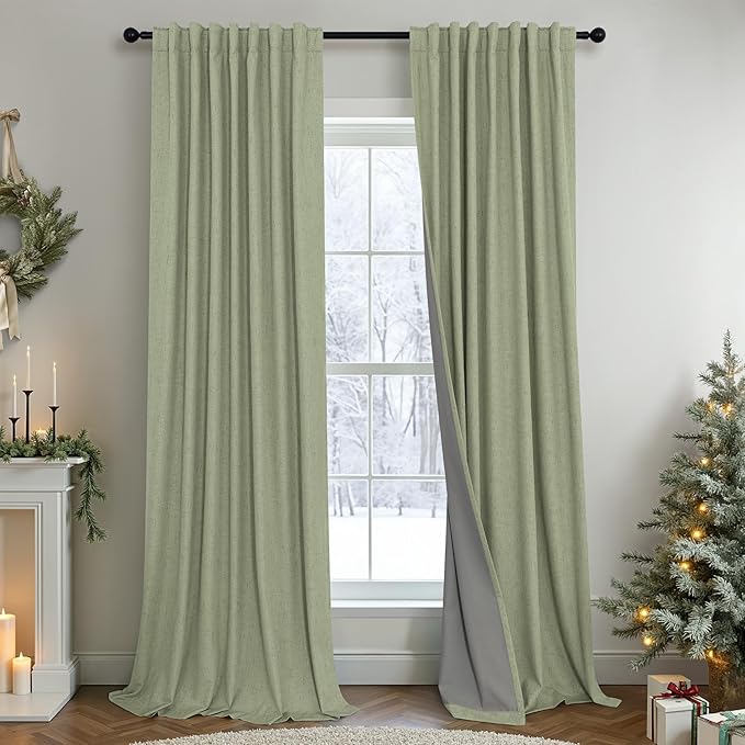 Sage Green Boho Blackout Curtains by Pitalk