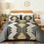 Dintszyayue Boho Quilt Set King Size, 3 Pieces Texture Southwestern Gray by Dintszyayue