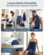 LANE LINEN 100% Mercerized Cotton Bath Towel Set of 18 – Zero Twist Shower - Image 5