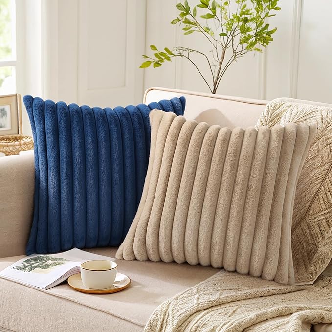 Pallene Faux Fur Plush Throw Pillow Covers 26x26 Set of 2, Luxury Soft Fluffy - Image 5
