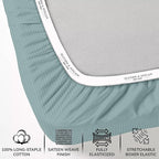 Feather & Stitch 1 Piece Fitted Sheet Full Size, 100% Cotton Damask Sateen Weave - Image 2