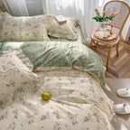 mixinni Reversible Sage Green Floral Duvet Cover Set King Size by mixinni