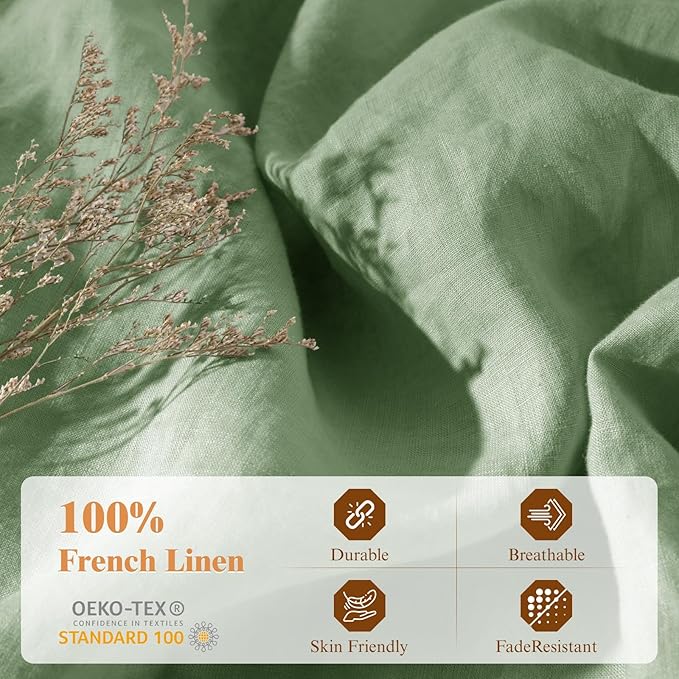 LBRO2M 100% France Linen Duvet Cover Set Full Size 3 Pcs Natural Flax Comforter - Image 3