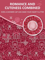 Years calm Terry Lined Shower Cap, Triple Layer Heart Motifs, Waterproof - Image 7