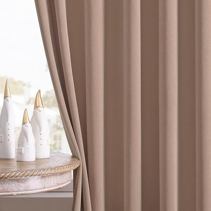 Joydeco Velvet Curtains Rose Beige Blackout Curtains Thermal Insulated 72 - Image 8