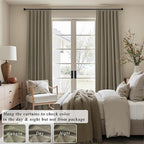 Dark Taupe Neutral Blackout Curtains 96 Inch Long 2 Panel Insulated Sliding - Image 2