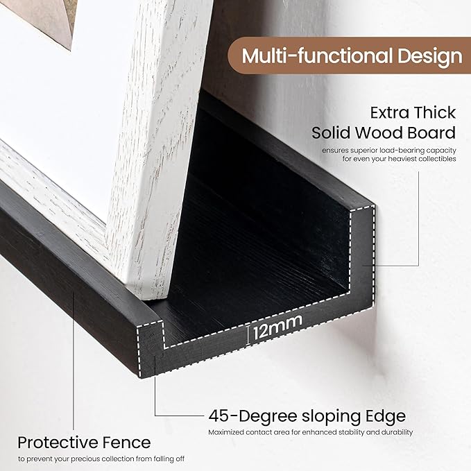 Picture Ledge Shelf, Floating Shelves Set of 2, 32 Inches Solid Wood Nursery - Image 4