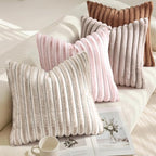 decorUhome Summer Cozy Faux Fur Throw Pillow Covers 16x16 Set of 2 Decorative - Image 4