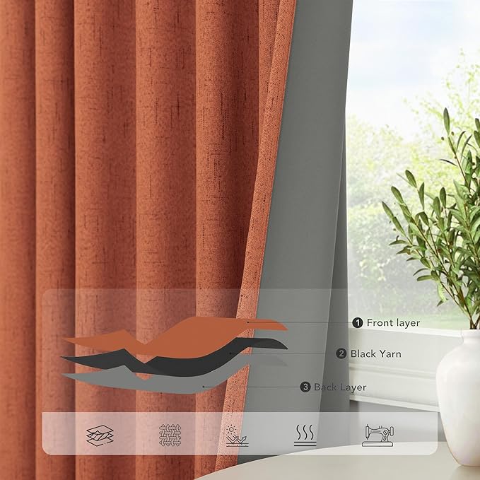 Pitalk Terracotta Blackout Curtains - Image 4