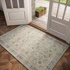 Washable 3x5 Entryway Rug, Boho Non-Slip Vintage Distress Small Rugs by Hedwior