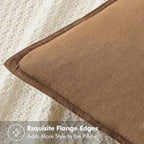 MIULEE Decorative Linen Euro Sham Pillow Covers 24x24 Brown ​Boho Farmhouse​ - Image 2
