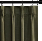 Topfinel Olive Green 102 Inches Long Custom Blackout Linen Curtains, Pinch - Image 9