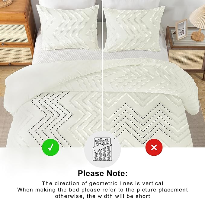 Andency Ivory California King Comforter Set, Boho Cal King Soft Warm Tufted - Image 5