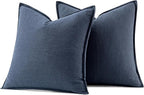 MIULEE Decorative Linen Euro Sham Pillow Covers 24x24 Indigo Blue Boho - Image 7