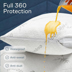 100% Waterproof Pillow Protectors Queen 20x30 Pair Zippered Pillow Case - Image 2