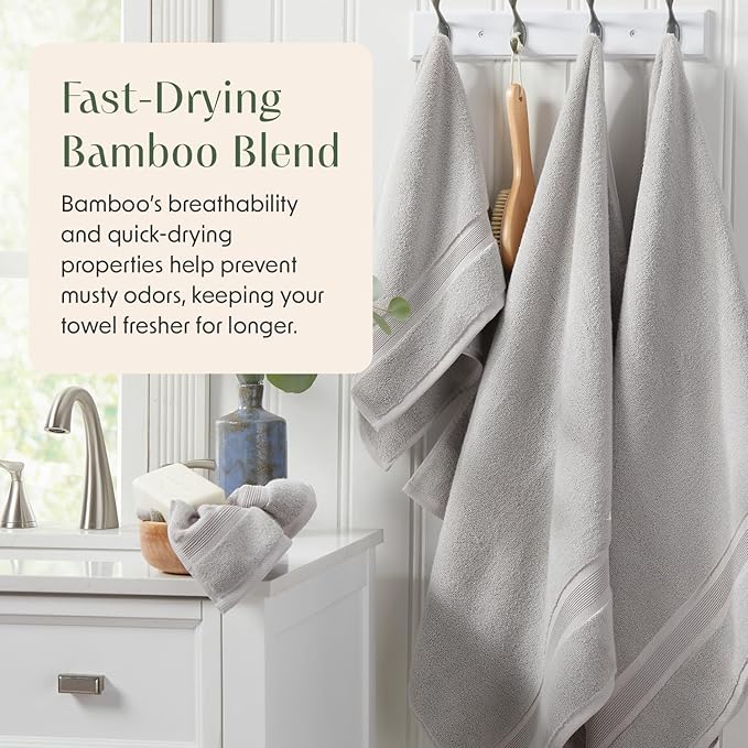 Springtree Home Luxury Bamboo Rayon Bath Towel Set 6 Piece Set | 35% Bamboo - Image 3