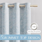 Beauoop Blue Floral Jacquard Blackout Curtains 72 Inches Long 2 Panels - Image 7