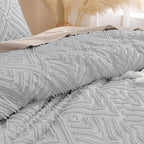 Andency Light Grey King Size Comforter Set, 3 Pieces Boho Bedding Set & - Image 5