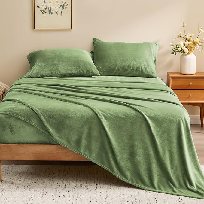 BEDELITE Flannel Sheets King Size Sage Green - Image 2