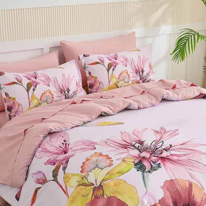 Yogeneg King Size Comforter Set 7 Piece Bed in a Bag, Elegant Floral Botanical - Image 2