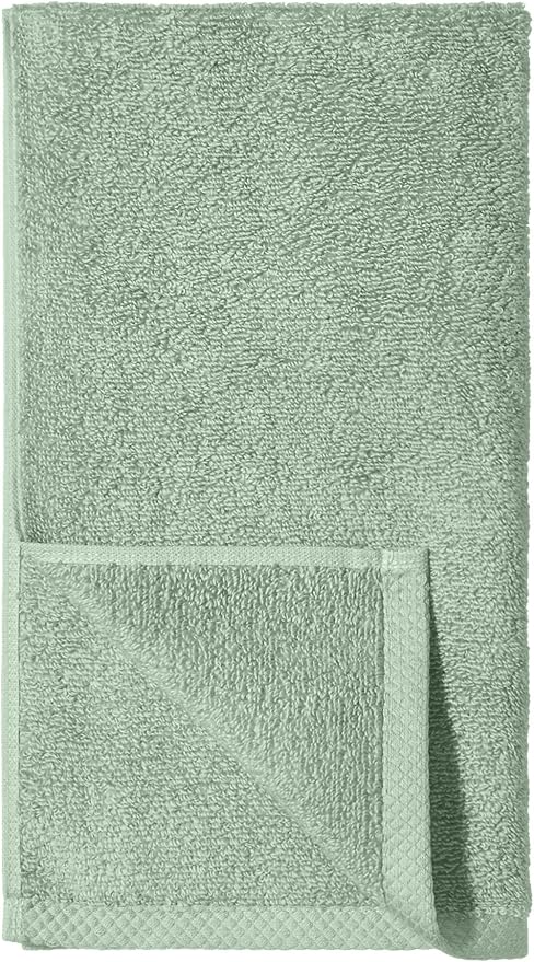 Amazon Basics Lightweight Quick-Dry Hand Towels, 100% Cotton, Seafoam Green - Image 2