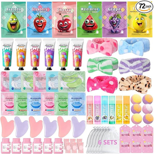 72 PCS Spa Party Supplies for Girls, Spa Party Favors Include Face Masks by Tudona