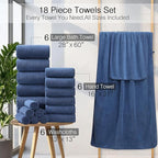 Hailea 18 Piece Family Bath Towel Set Include 6 Bath Towels, 6 Hand Towels and - Image 4
