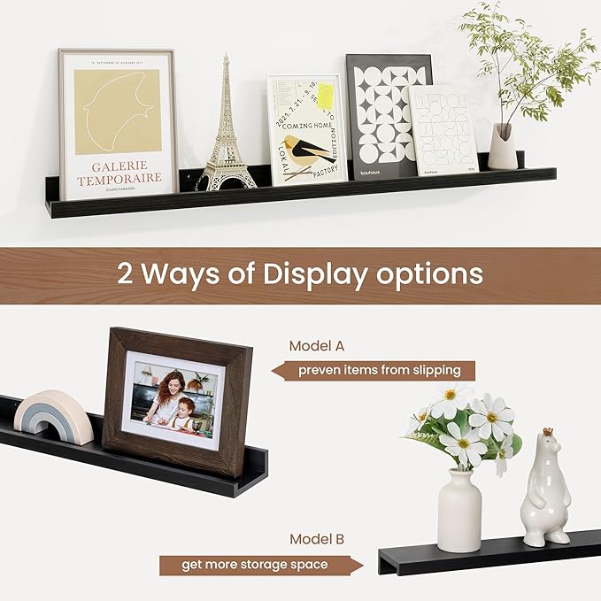 Picture Ledge Shelf, Floating Shelves Set of 2, 32 Inches Solid Wood Nursery - Image 6