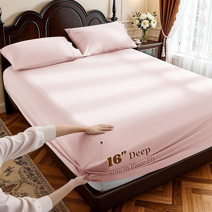 LBRO2M 1000 Thread Count 100% Egyptian Cotton Sheets Set Queen Size, 4 Piece - Image 4