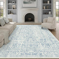Blue Area Rug 9x12 Machine Washable Large Vintage Living Room Distressed Non by PureCozy
