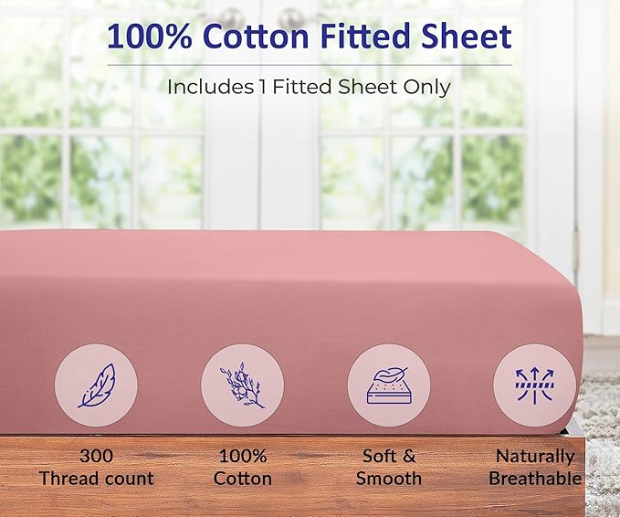 ROYALE LINENS 300 Thread Count 100% Long Staple Combed Cotton Fitted Sheet King - Image 3