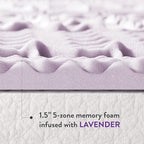 Mellow 1.5 Inch 5-Zone Memory Foam Mattress Topper, Soothing Lavender Infusion - Image 7