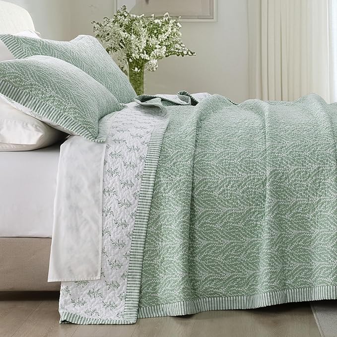 SahSahCasa Quilt Set Queen Size, 100% Cotton Quilt Bedding Set Bedspread - Image 4